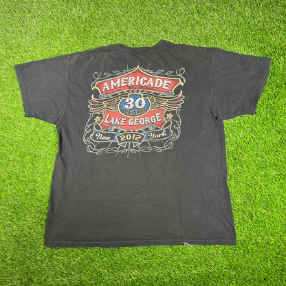 2011 Lake George Americade Black Tee Size XL USED v17150