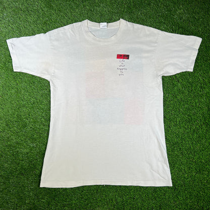 1990s White John Lennon Art Tee Size Large USED v16589