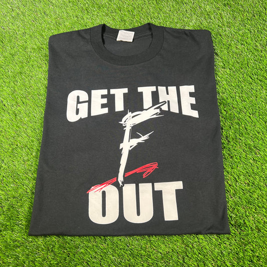 2002 WWE Get The F Out Black Tee Size XL USED v16696