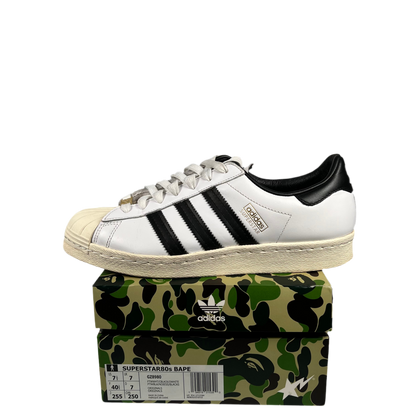 Adidas x Bape Superstar 80s White Black (2021) Size 7.5 USED s17838