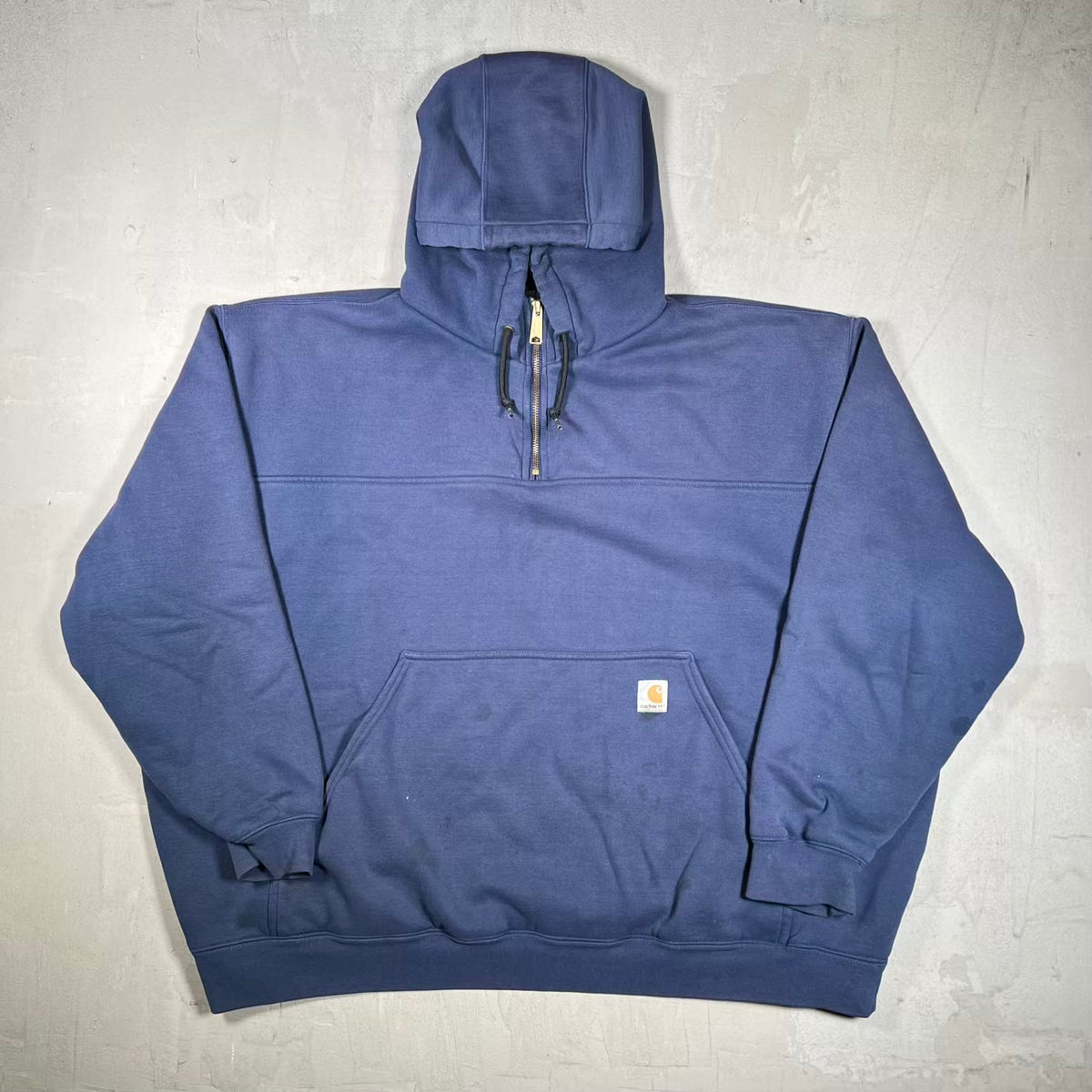 Y2K Carhartt Half Zip Thermal Lined Navy Hoodie Size 3XL USED v20373