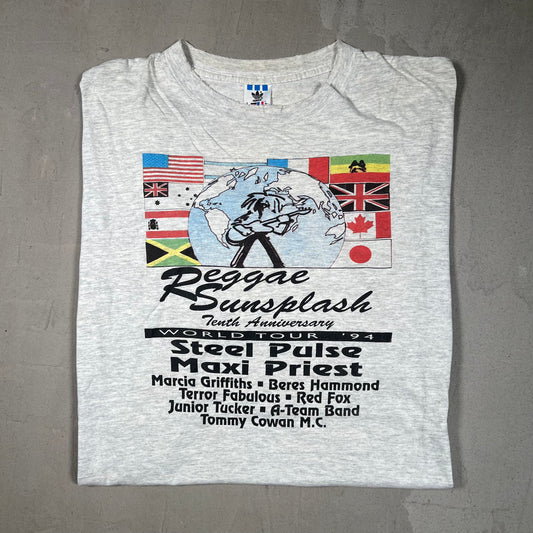 1994 Reggae Sunsplash Adidas Tour Grey Tee Size XL USED v18112