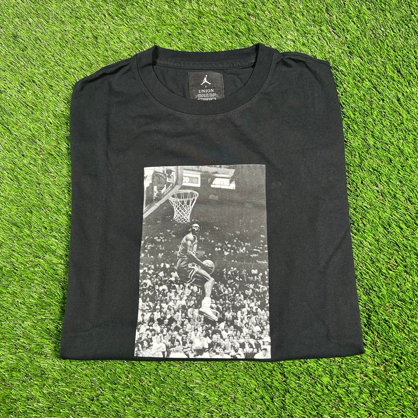 Jordan Union LA Jordan Dunking Black Tee Size Medium USED x14664
