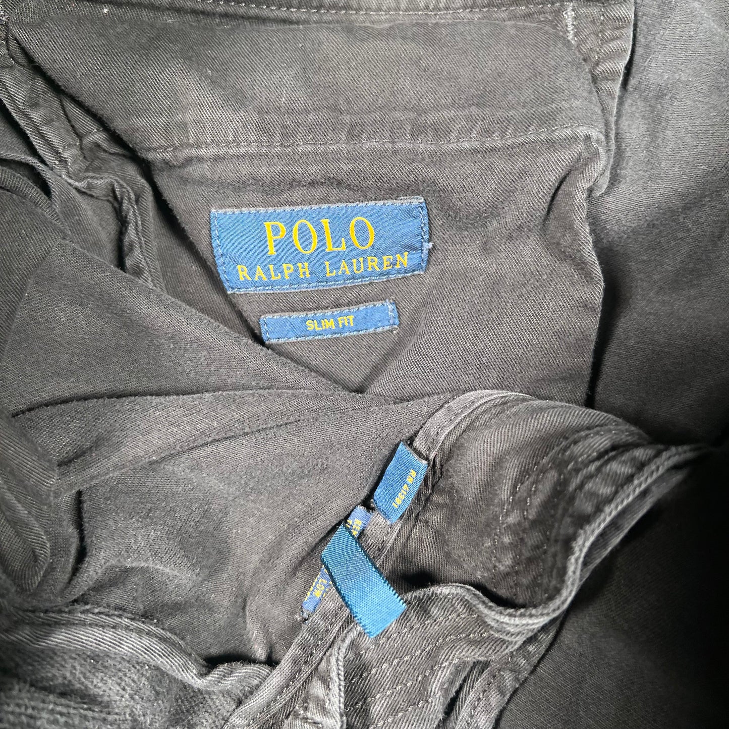 Y2K Polo Ralph Lauren Slim Fit Black Cargo Pants Size 34x32 USED v18711