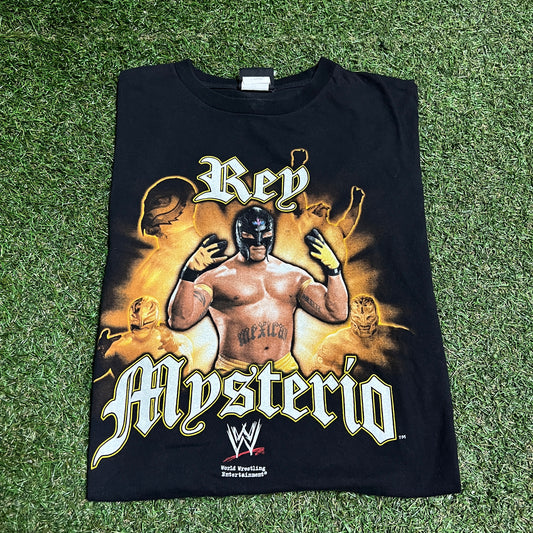 2007 Rey Mysterio WWE Black Tee Size Large USED v16095