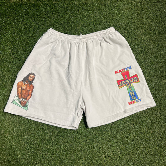 Kanye West Jesus is King AWGE White Shorts Size Large USED x13626