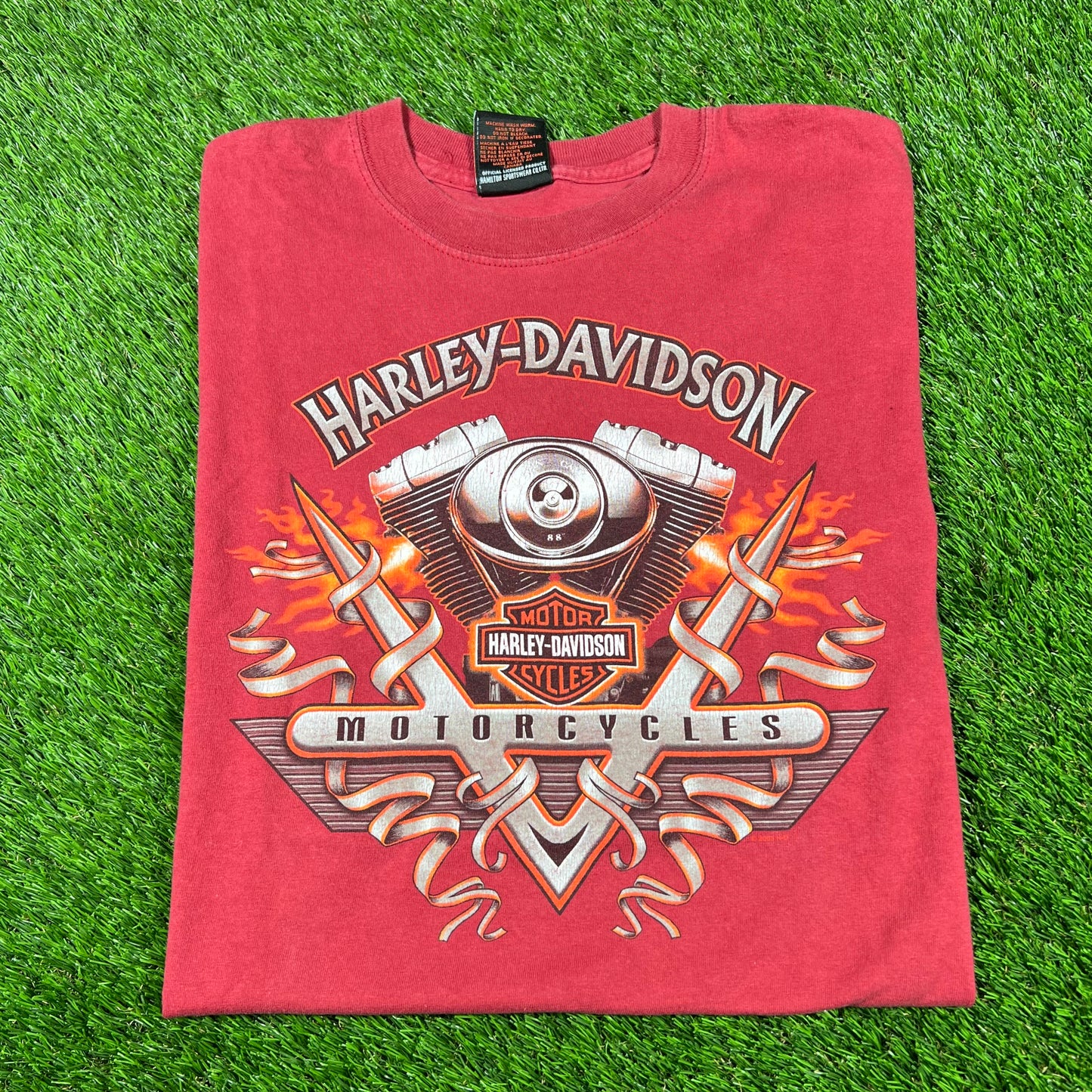 1998 Harley Davidson New Found Land Canada Red Tee Size Medium USED v16794