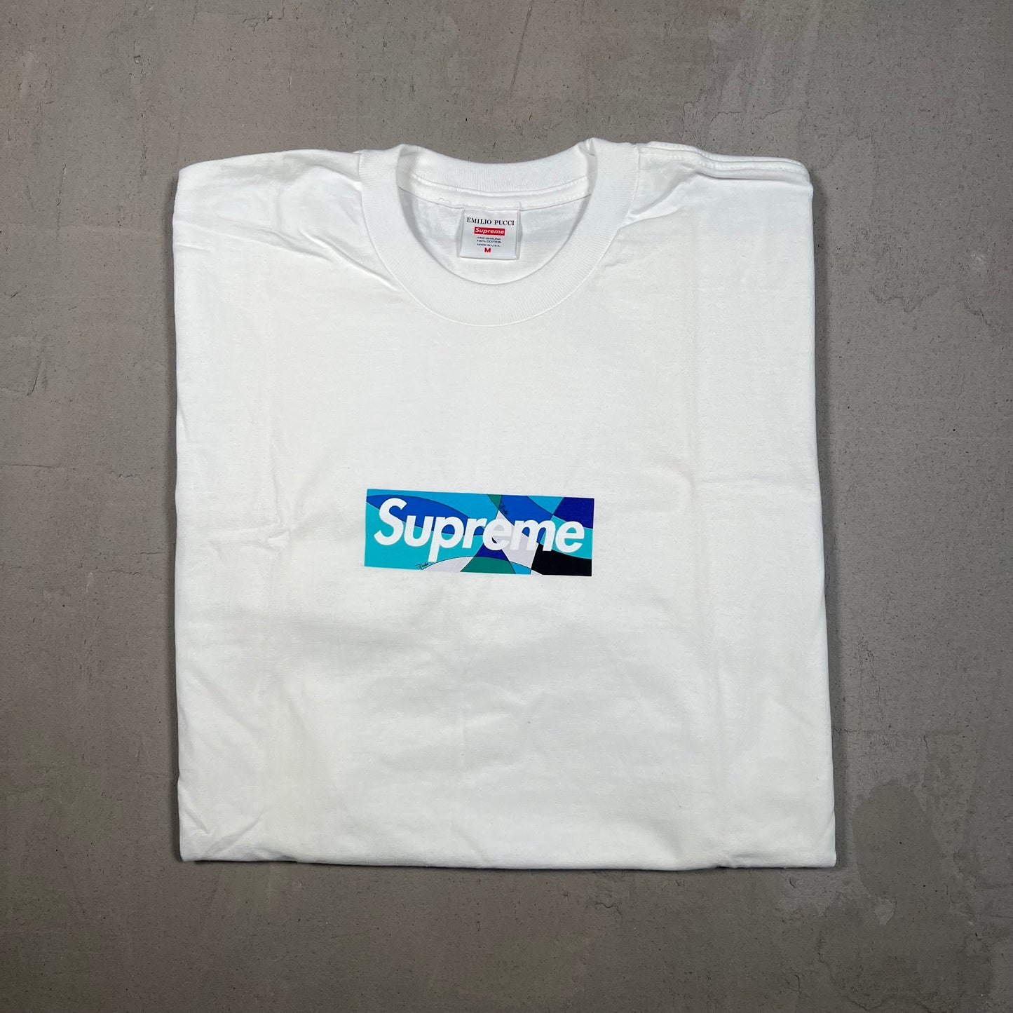 Supreme Pucci Blue Box Logo White Tee Size Medium NEW x17155