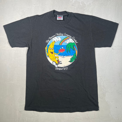 1987 Big Banana Holding Company Black Tee Size Medium USED v19300