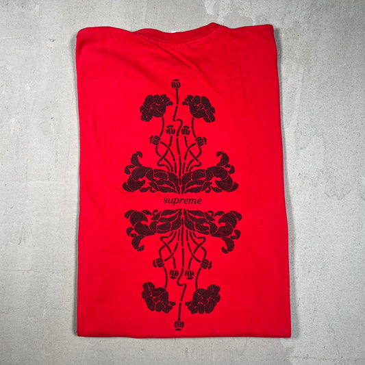 Supreme Art Nouveau Floral Red Tee Size Medium USED x17332