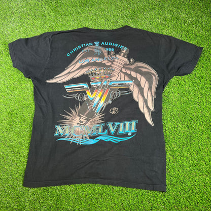Christian Audigier Daydreamer Rhinestone Black Tee Size XXL USED v16649