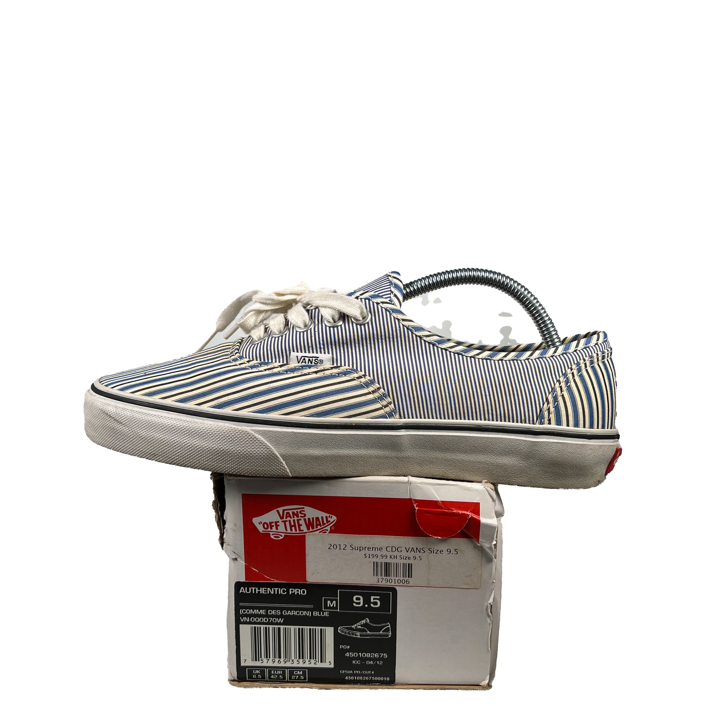 Vans Era Supreme CDG Shirt Blue White (2012) Size 9.5 USED s20191