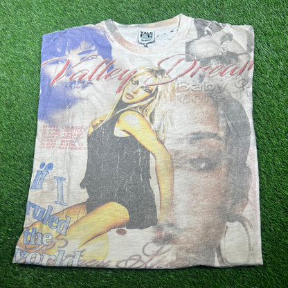 Vale "Valley Dreams" Britney Spears Cream AOP Tee Size XL NEW x14852