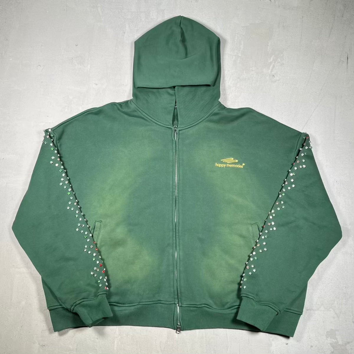 HMDD Crystal Washed Green Hoodie Size Medium USED x18741