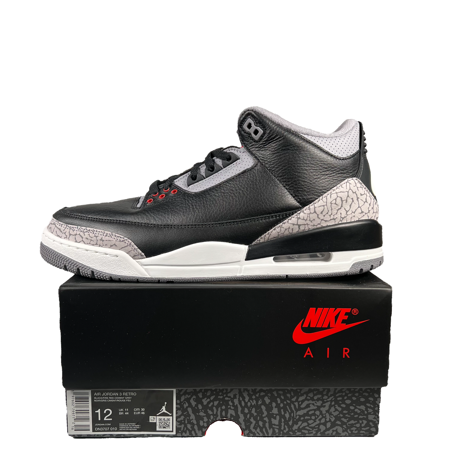 Jordan 3 Black Cement (2024) Size 12 NEW s20108