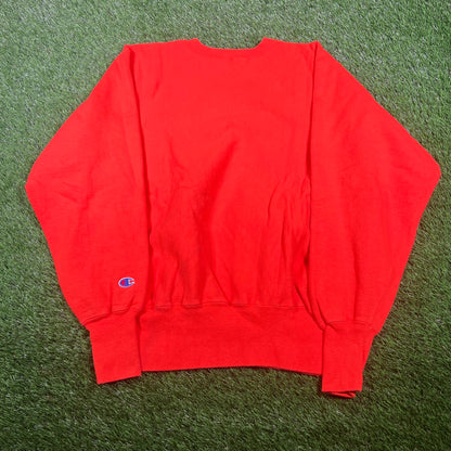 1990s Champion Reverse Weave Orange Crewneck Size Large USED v17564