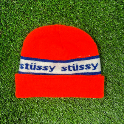 Stussy Ray Jacquard Beanie Orange USED x16387