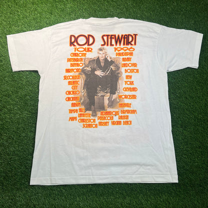 1996 Rod Stewart "Live In Concert" White Tour Tee Size XL USED v18831