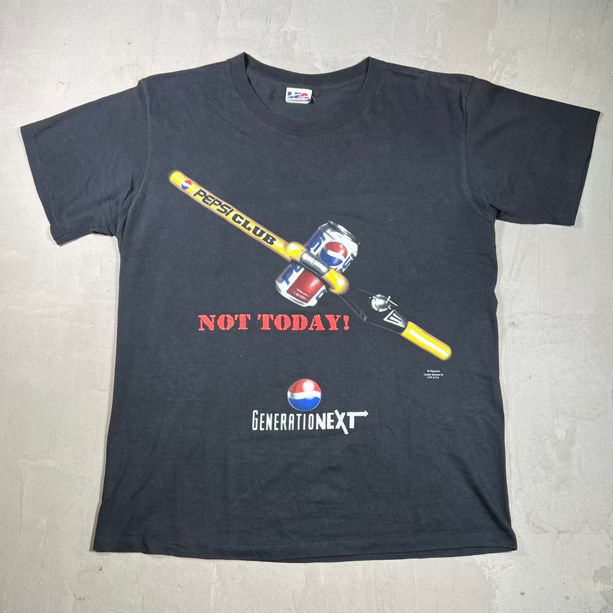 1990s Pepsi Theft Promo Black Tee Size XL USED v20196