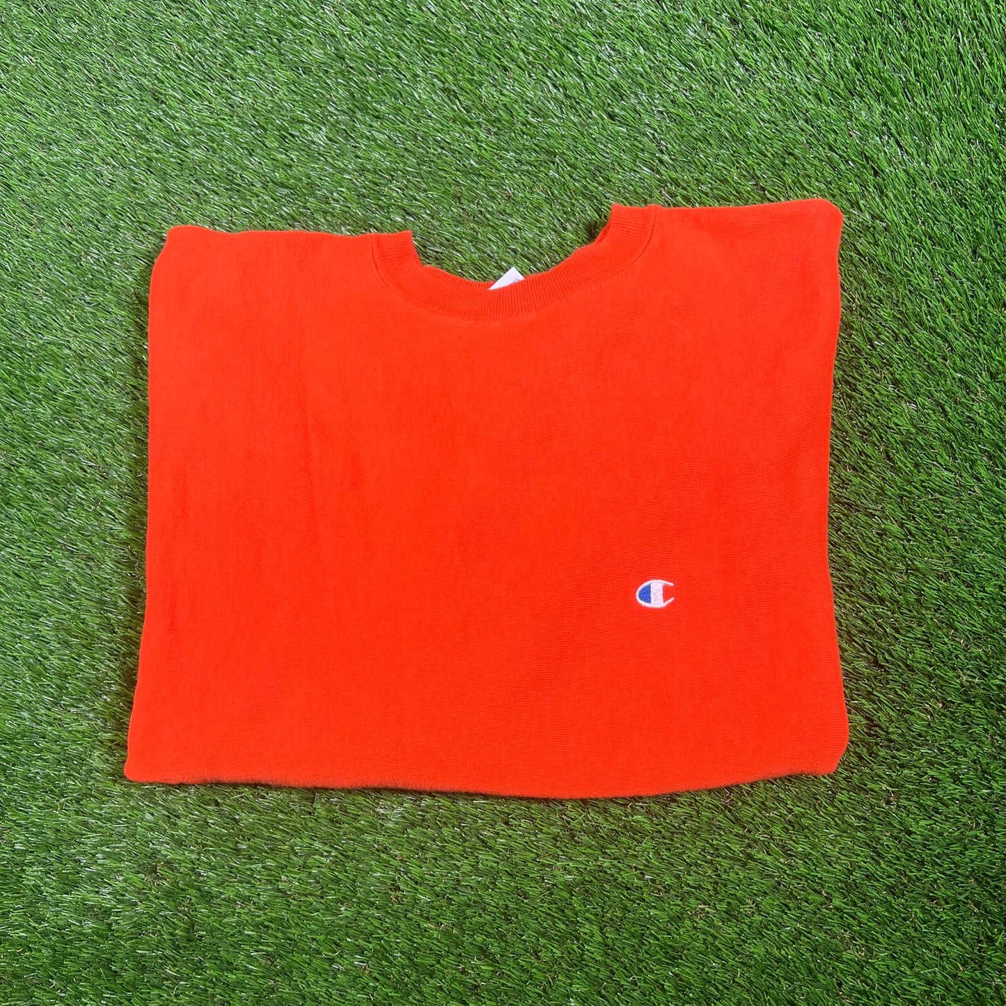 1990s Champion Reverse Weave Orange Crewneck Size Large USED v17564