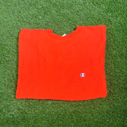 1990s Champion Reverse Weave Orange Crewneck Size Large USED v17564