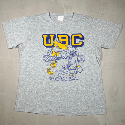 1980s University Of British Columbia ThunderBirds Logo Grey Tee Size XL USED v19117