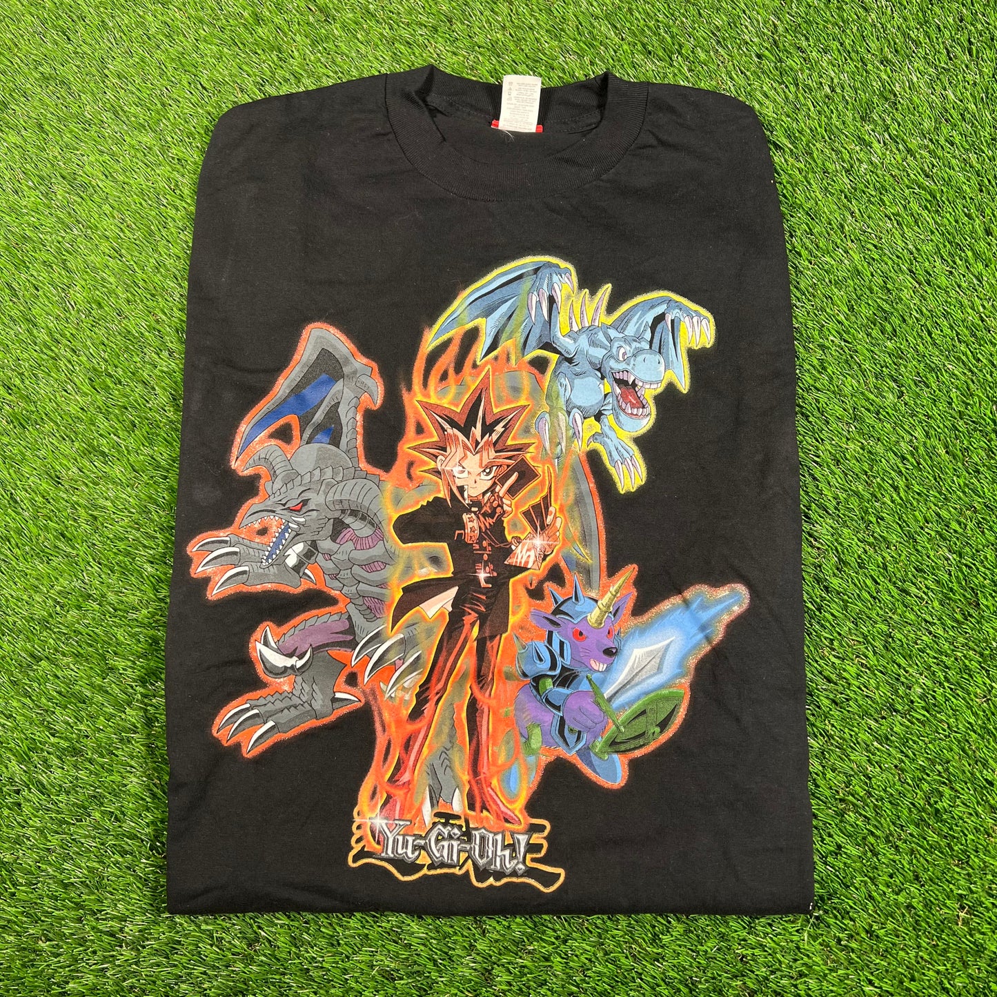 Y2K Yu Gi Oh "Boys" Black Tee Size Large USED v17941