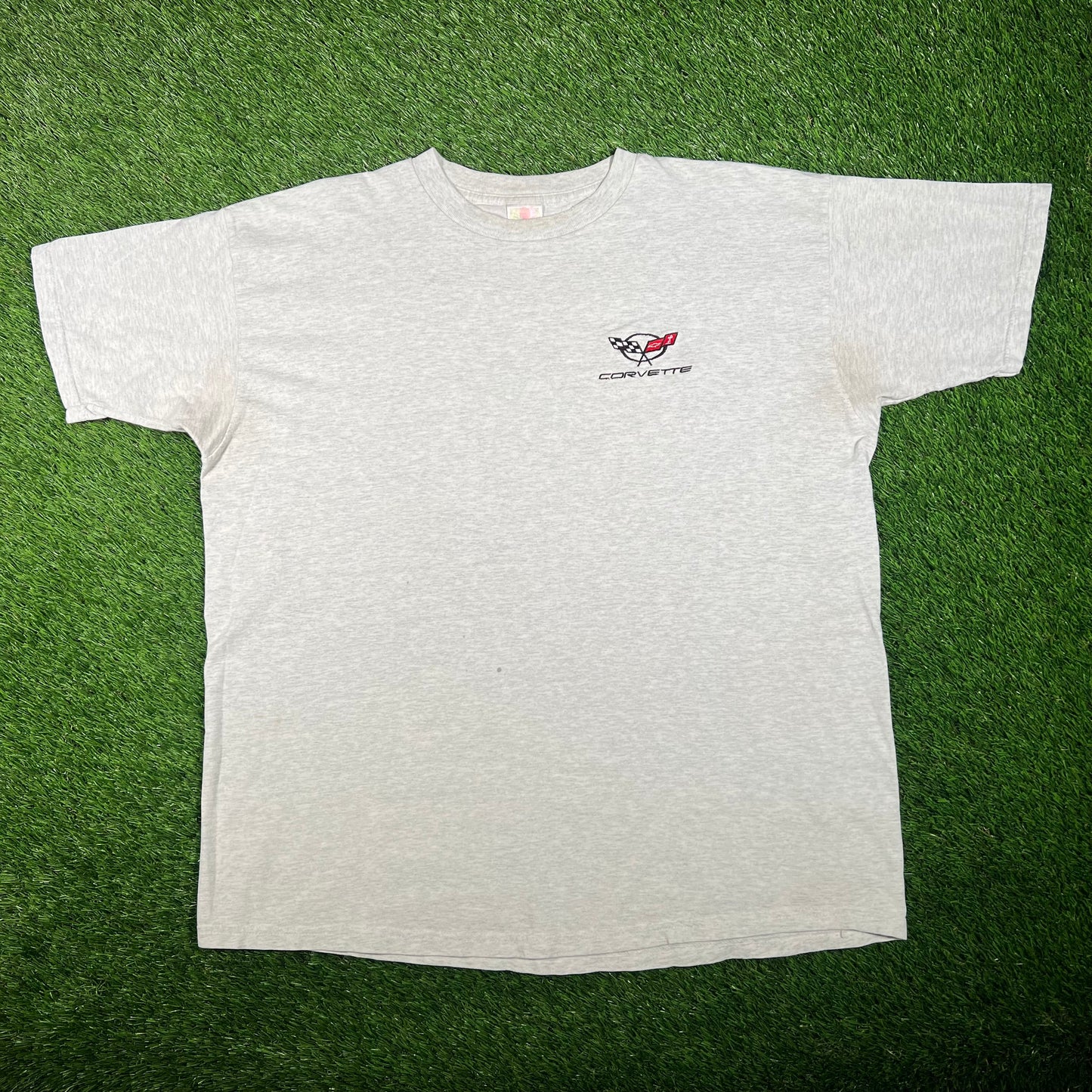 Y2K Corvette Logo Grey Tee Size XXL USED v17639