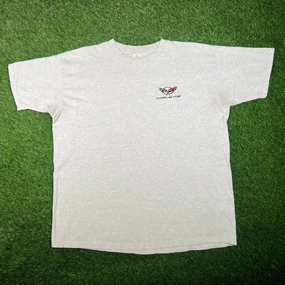 Y2K Corvette Logo Grey Tee Size XXL USED v17639