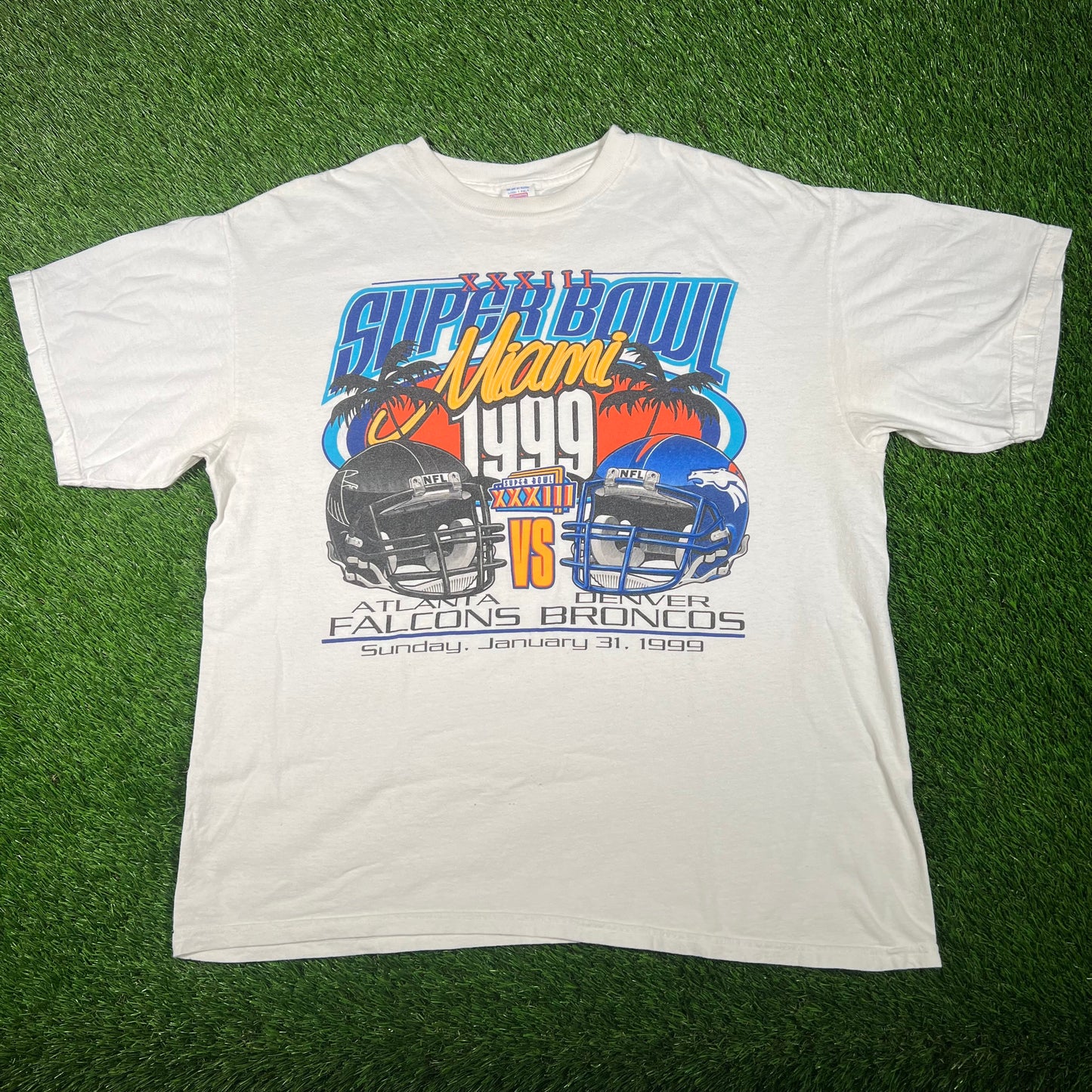 1999 Super Bowl Miami White Tee Size XL USED v17579