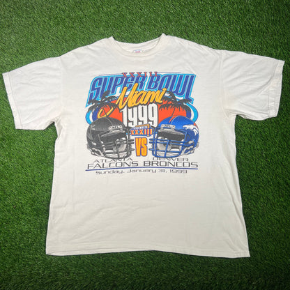 1999 Super Bowl Miami White Tee Size XL USED v17579