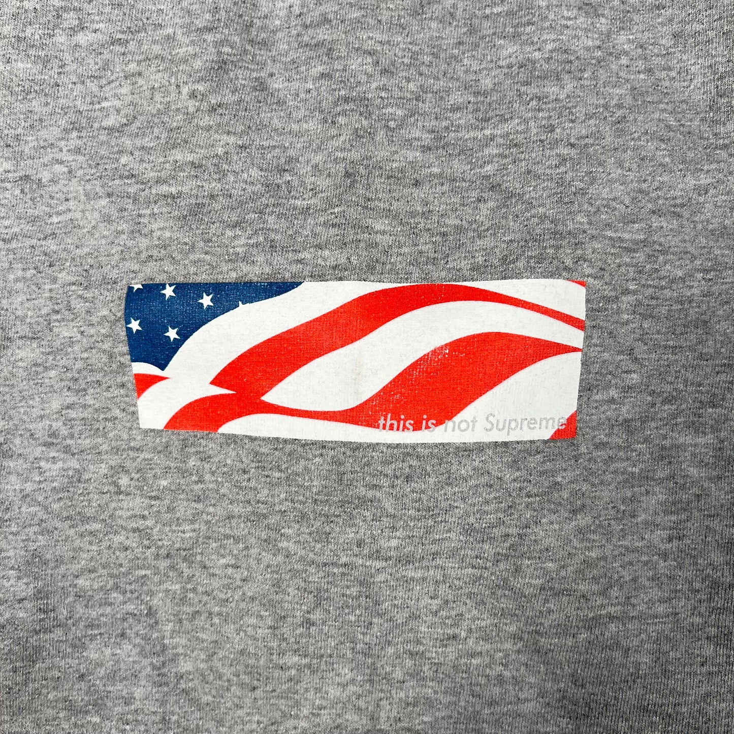 This Is Not Supreme Flag Logo Grey Tee Size Large USED x15879