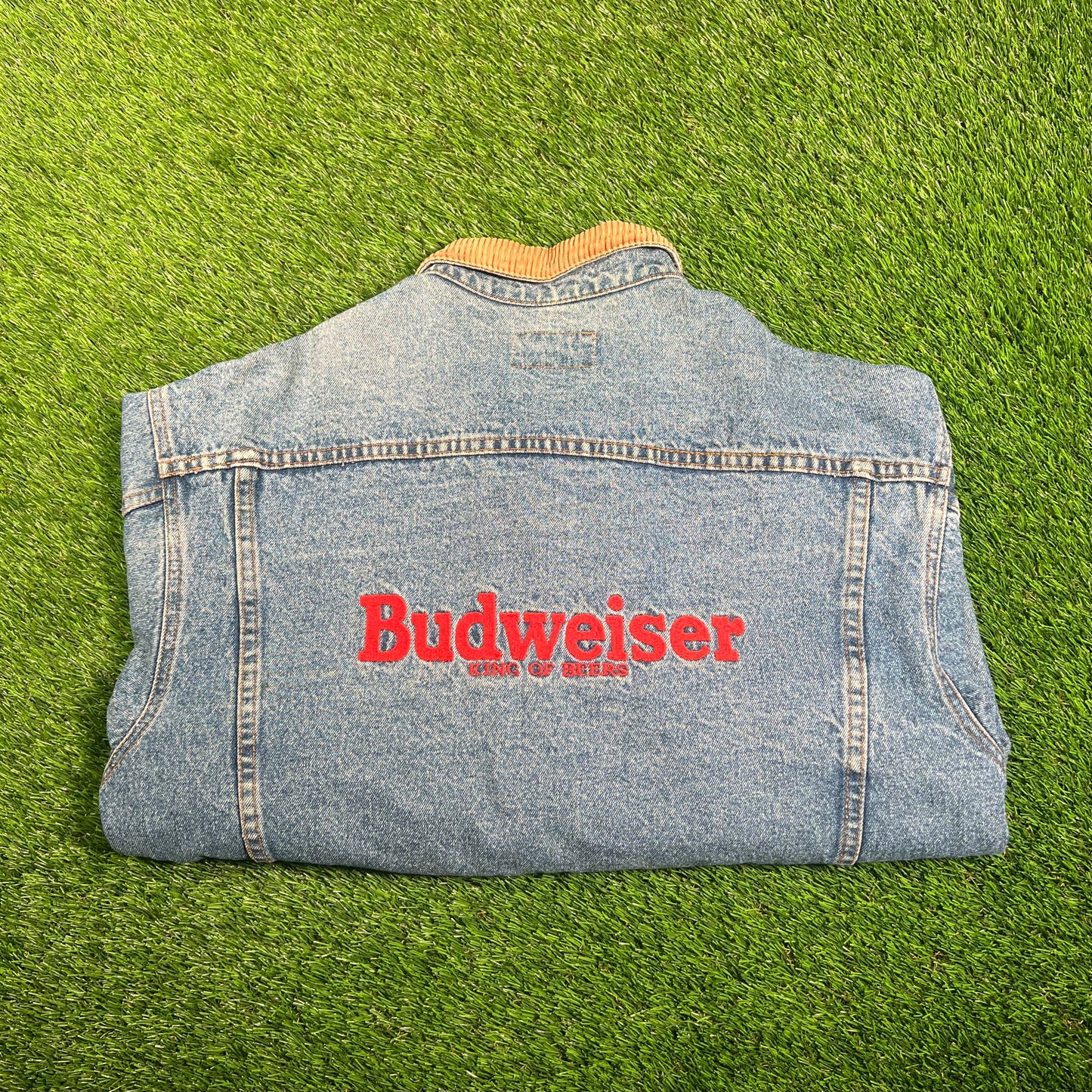 1990s Budwesier Denim Jacket Size XL USED v17986