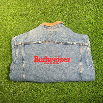 1990s Budwesier Denim Jacket Size XL USED v17986