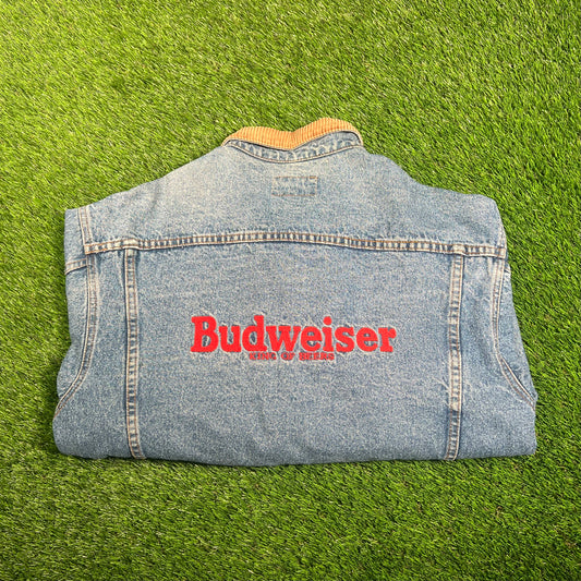 1990s Budwesier Denim Jacket Size XL USED v17986