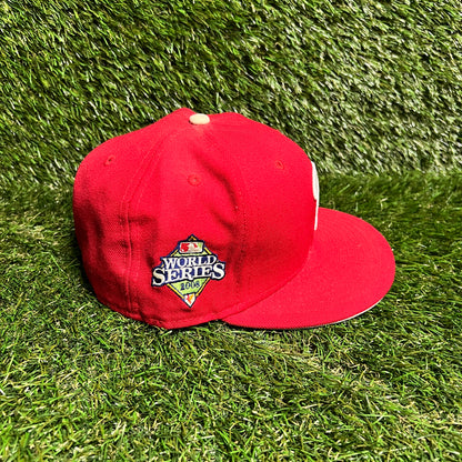 2008 New Era MLB World Series Red Hat Size 7 1/2 USED v15980