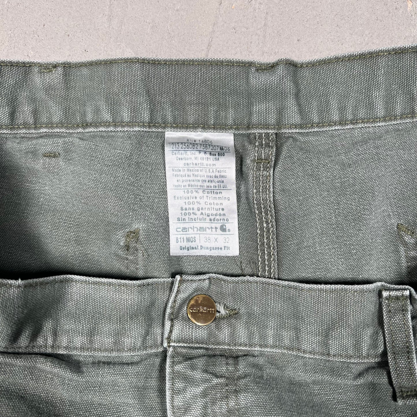 Y2K Carhartt Workwear Green Pants Size 38x32 USED v19139