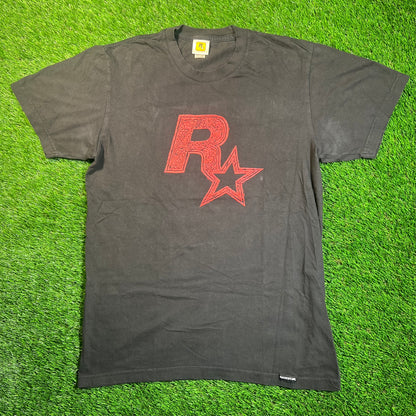 Y2K Rockstar Games Black Tee Size Medium USED v18840