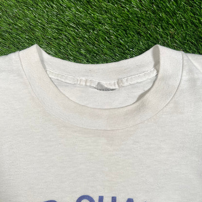 1988 LA Lakers Three Peat World Champs White Tee Size Medium USED v18106