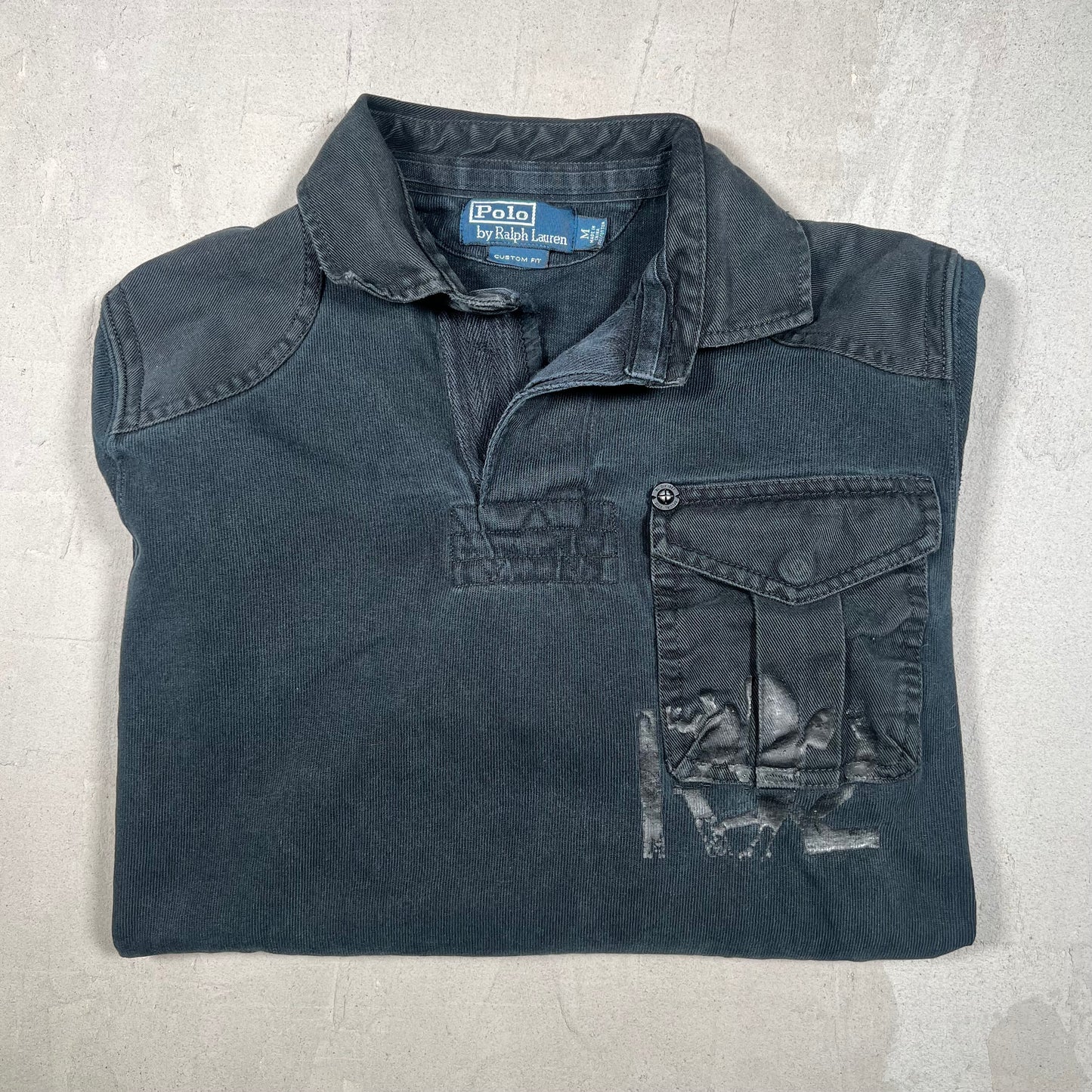 Polo Ralph Lauren Bleecker Black Polo Longsleeve Size Medium USED v19296