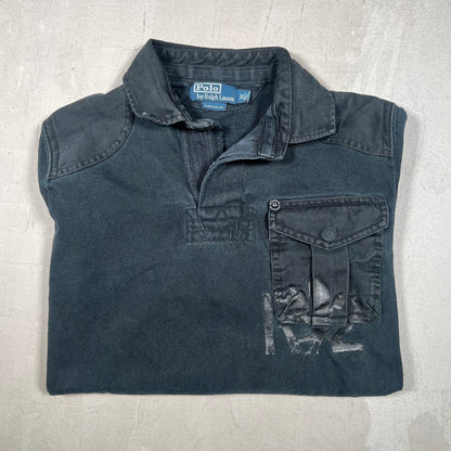 Polo Ralph Lauren Bleecker Black Polo Longsleeve Size Medium USED v19296