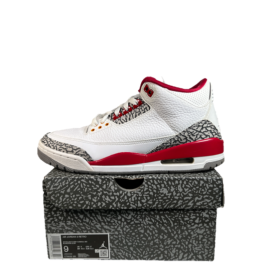 Jordan 3 Cardinal (2021) Size 9 USED s22782