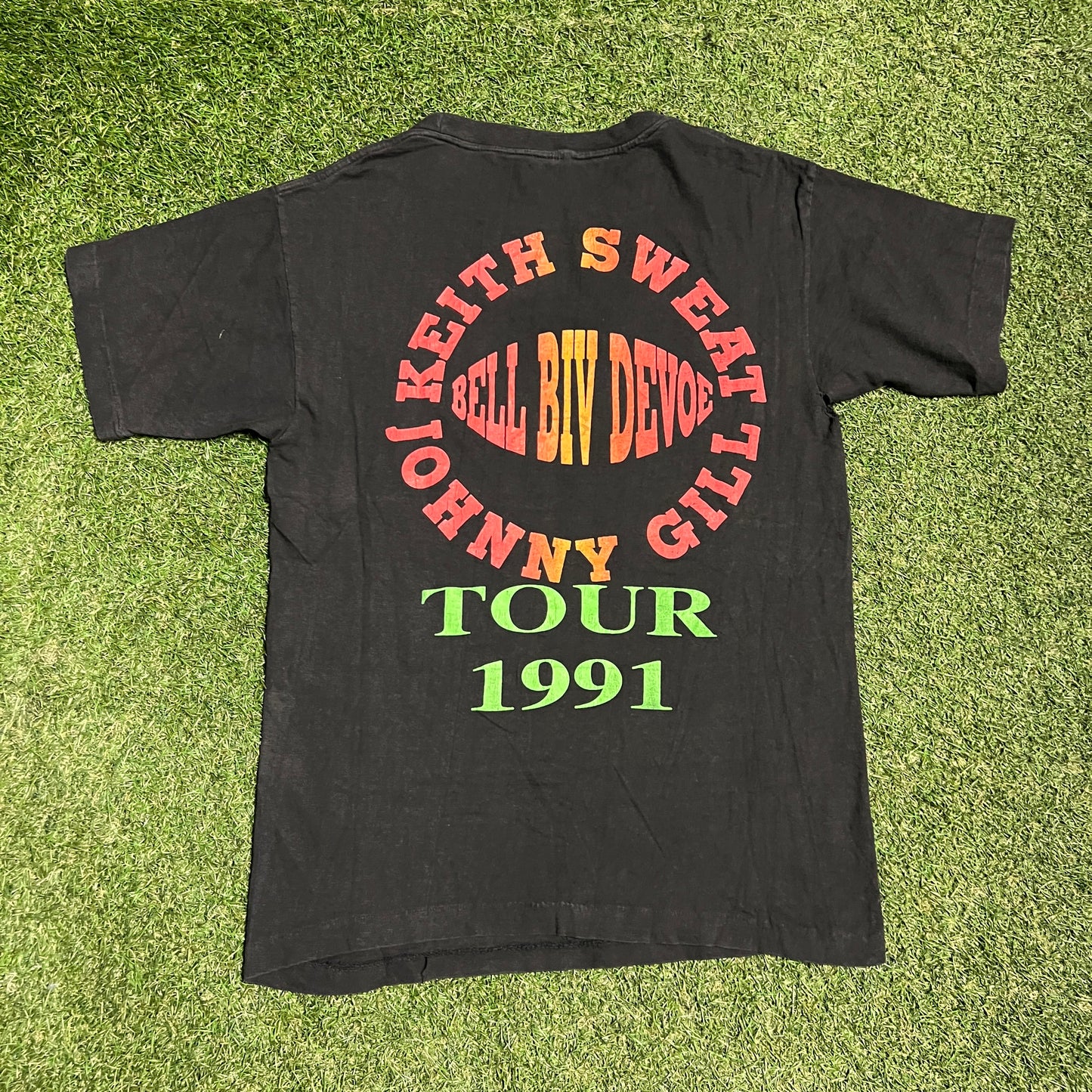 1991 Keith Sweat x Johnny Gill x Bell Biv Devoe Black Tour Tee Size Large USED v16081