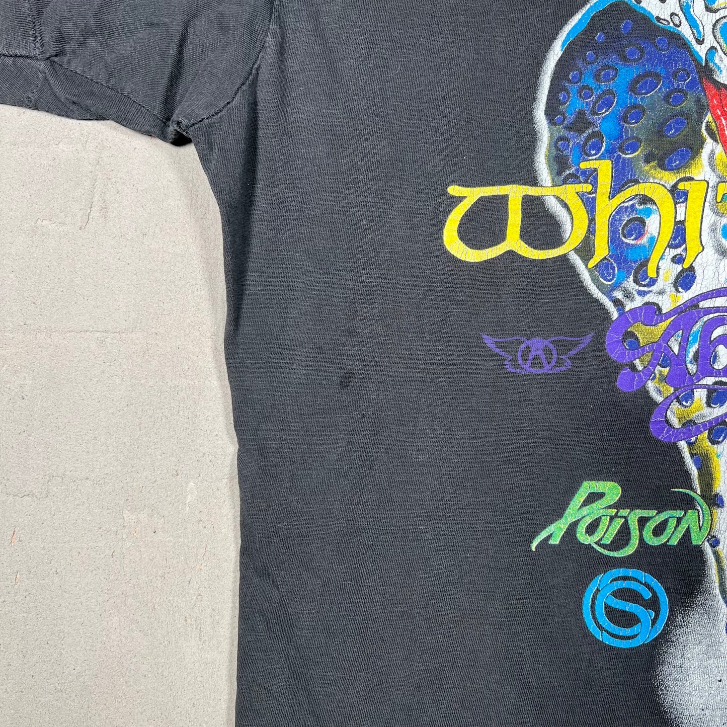 1990 Super Rock Music Fest Black Tee Size XL USED v19027