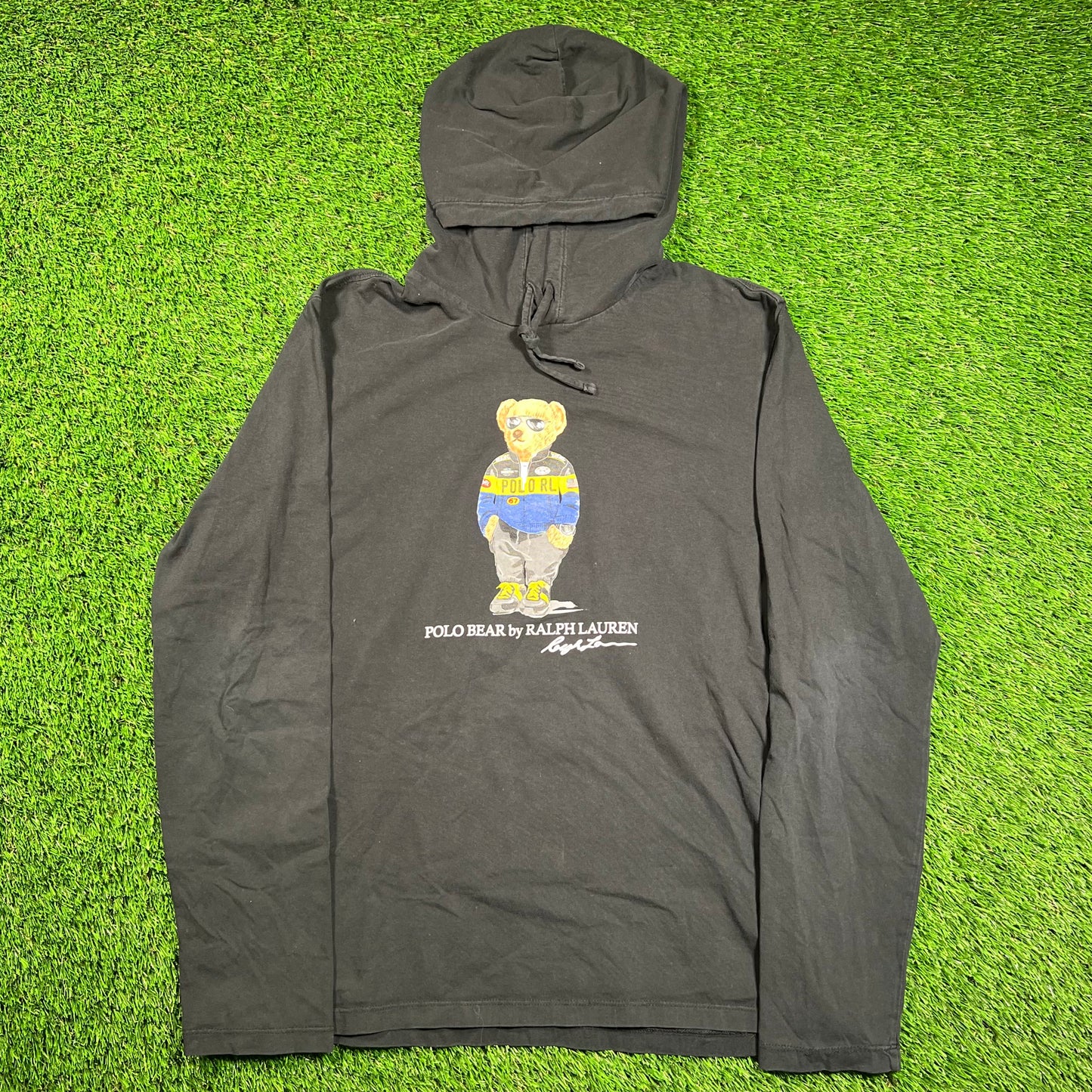 Polo Ralph Lauren Black "Cool" Polo Bear Hoodie Size Medium USED v18544