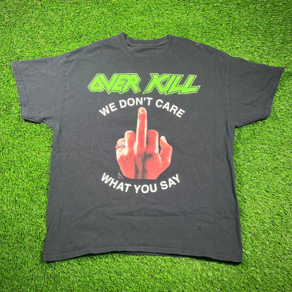 Y2K Overkill "We Don't Care" Black Album Tee Size XL USED v18647