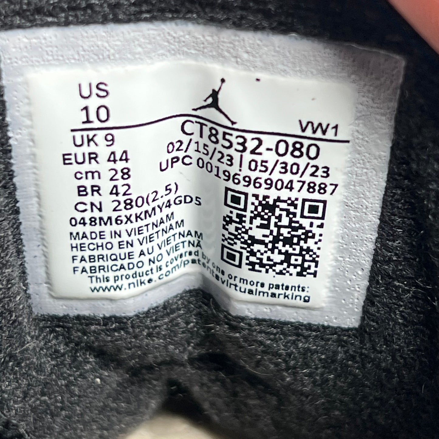 Jordan 3 Fear Pack (2023) Size 10 NEW s17849