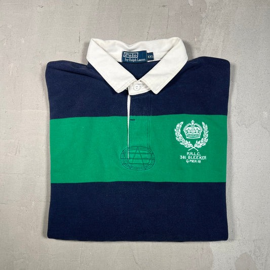 Y2K Polo Ralph Lauren Bleeker Green/Navy Rugby Size XXL USED v19129