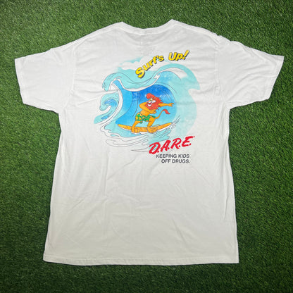 Dare Surfs Up Lion White Tee Size XL USED v17097