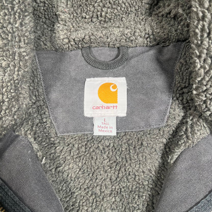 Y2K Carhartt Sherpa Lined Duck Sierra Washed Black Workwear Jacket Size Large USED v18391